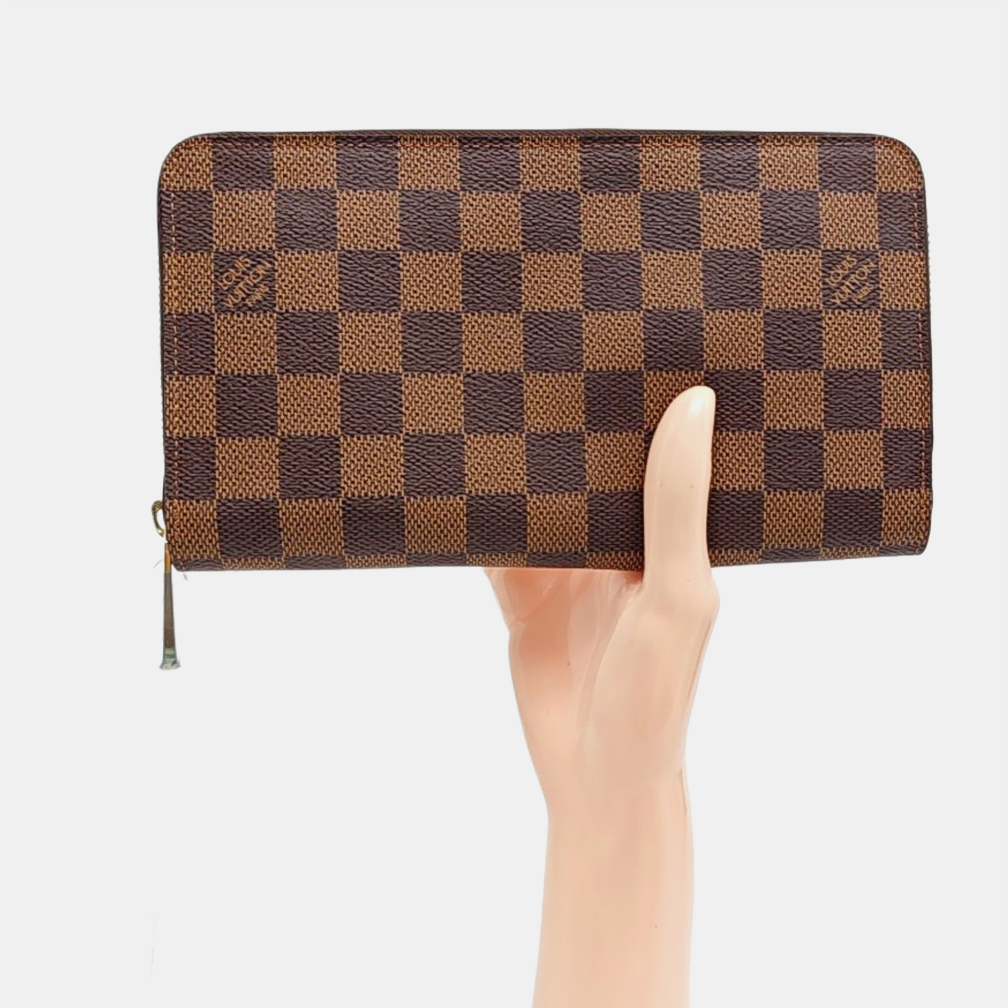 ZIPPY Damier Ebene Coated Canvas Brown