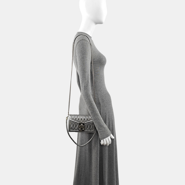 Miu Confidential Quilted Lambskin Silver