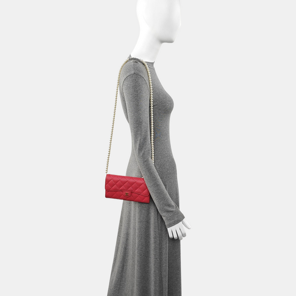 Cartera rosa de piel de cordero acolchada CLÁSICA CON SOLAPA