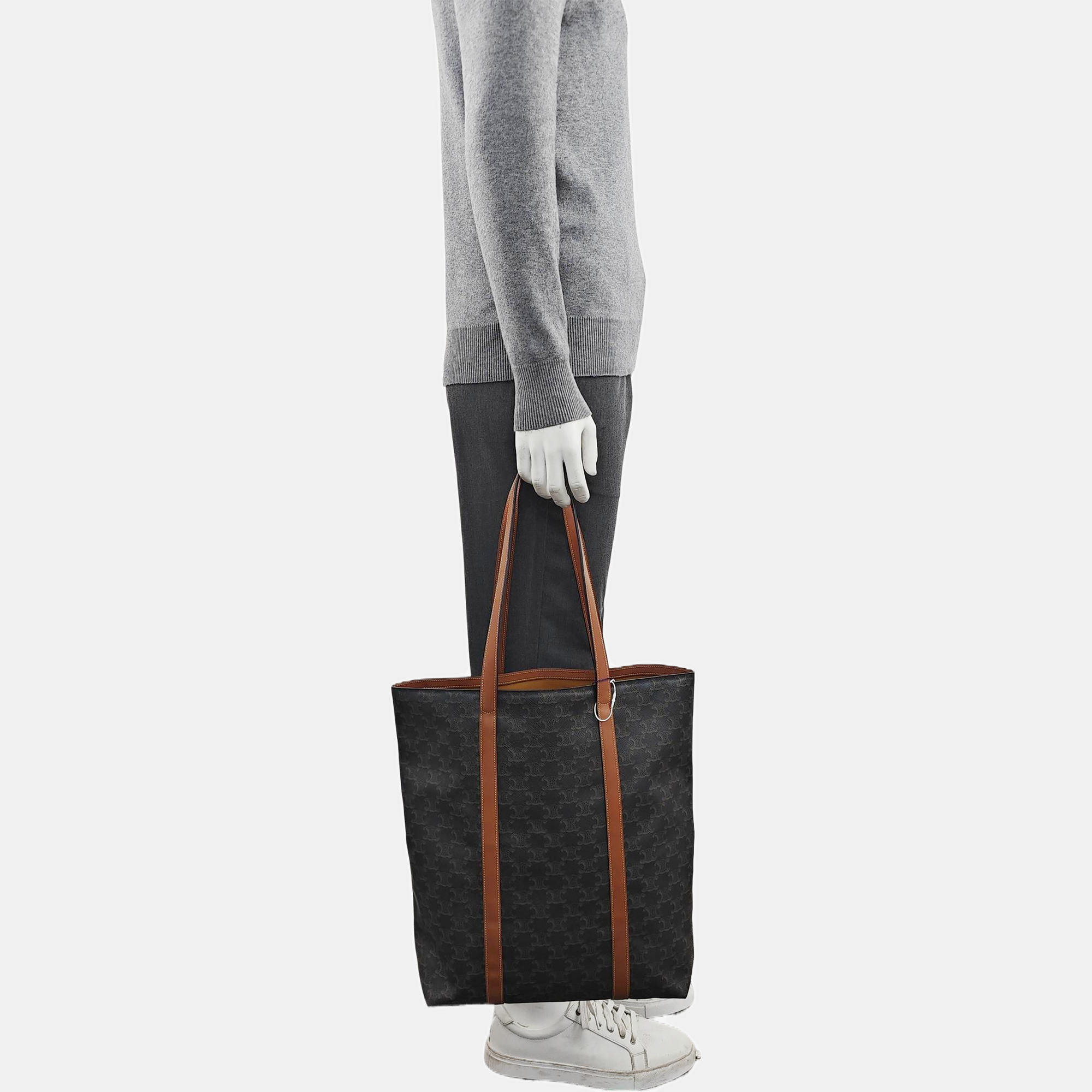 Coated Canvas Tote Bag Brown