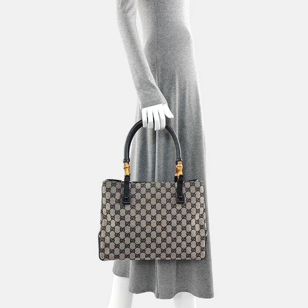 Monogram Canvas Tote Bag Gray