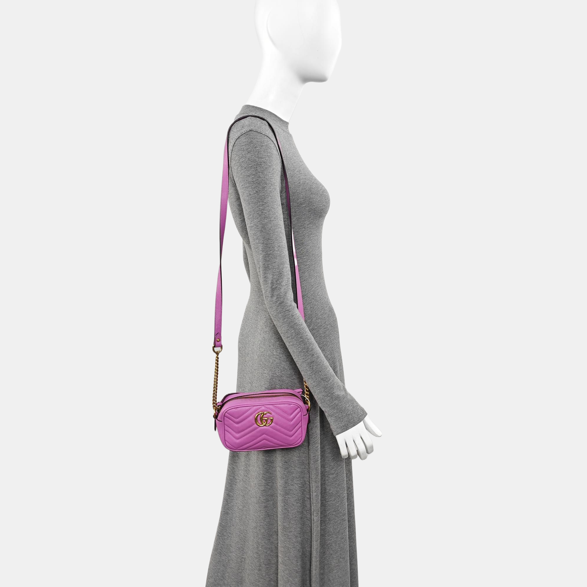GG Marmont Mini Quilted Calfskin Purple