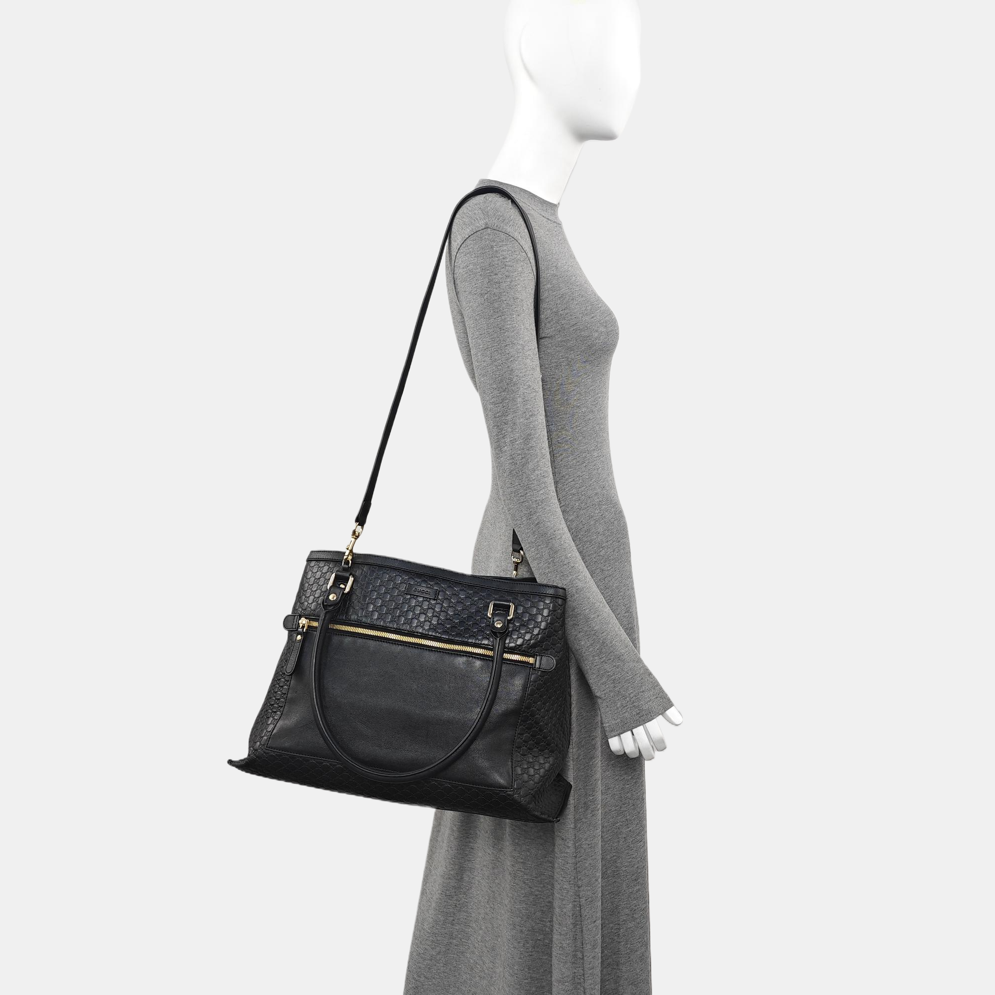 Monogram Calfskin Tote Bag Black