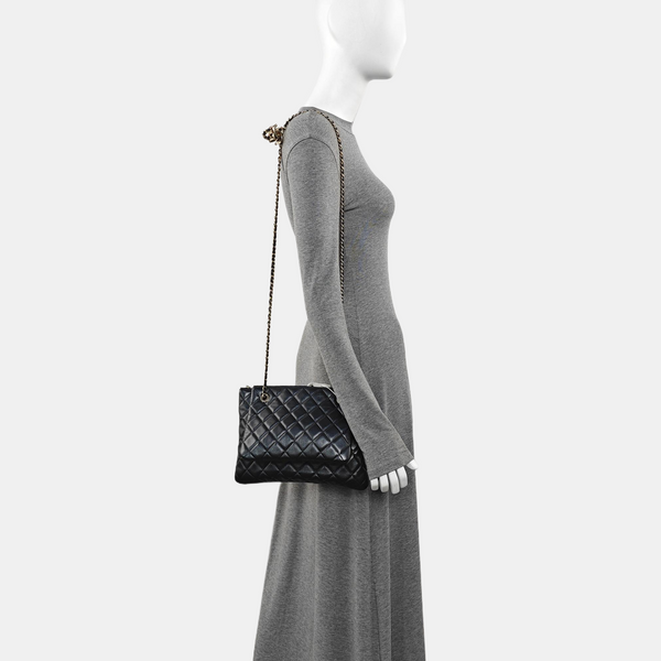 Quilted Calfskin Shoulder Bag Black