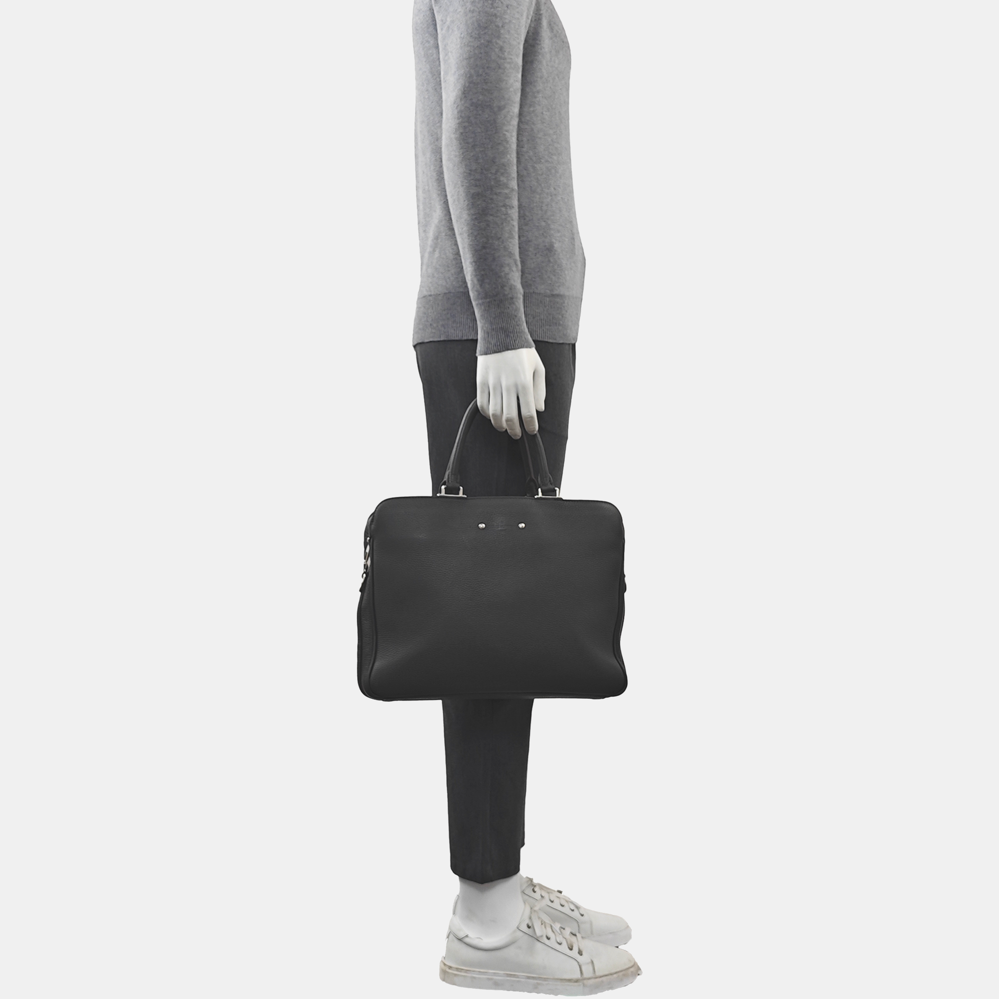 Calfskin Top Handle Bag Gray