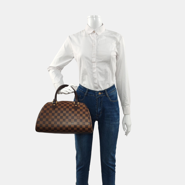 RIBERA MM Damier Ebene Coated Canvas Brown