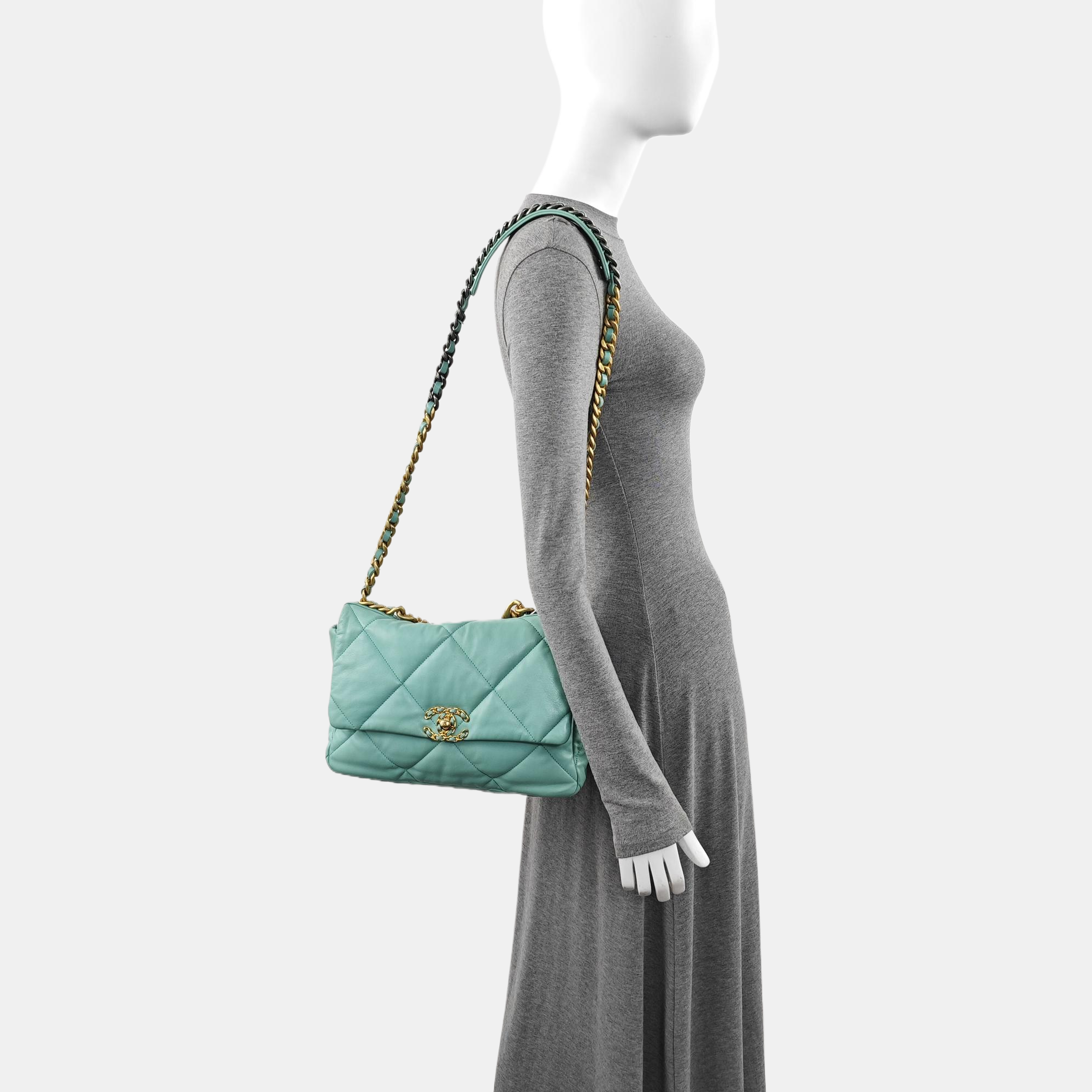 CHANEL 19 Large Quilted Lambskin Blue