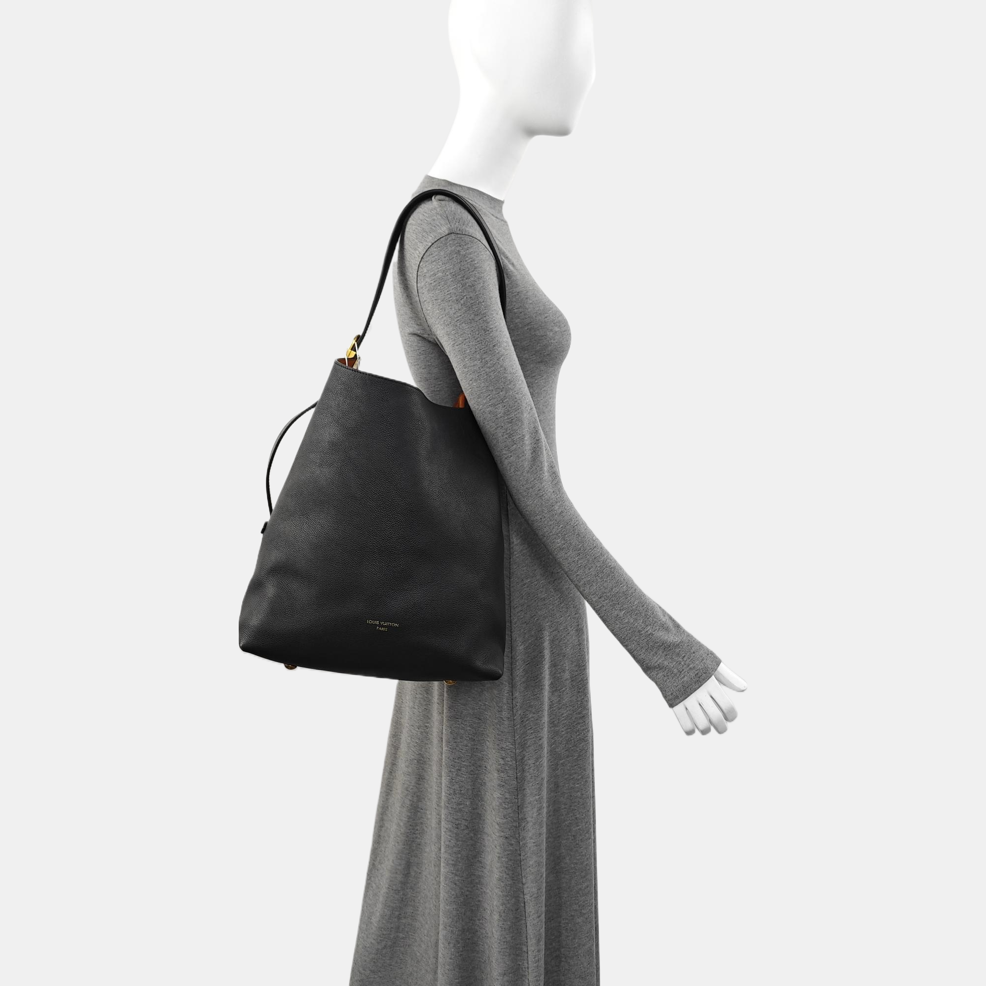 LOW KEY HOBO MM Monogram Calfskin Black
