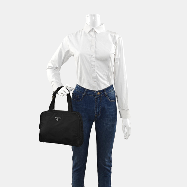 Nylon Top Handle Bag Black