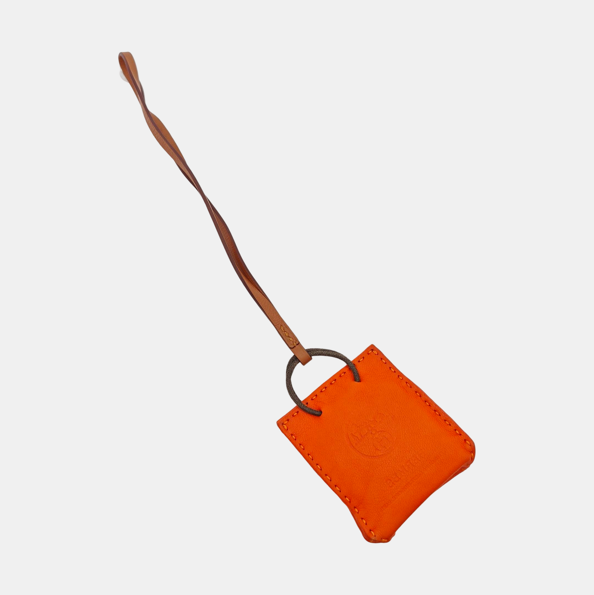 Leather Bag Charm Orange