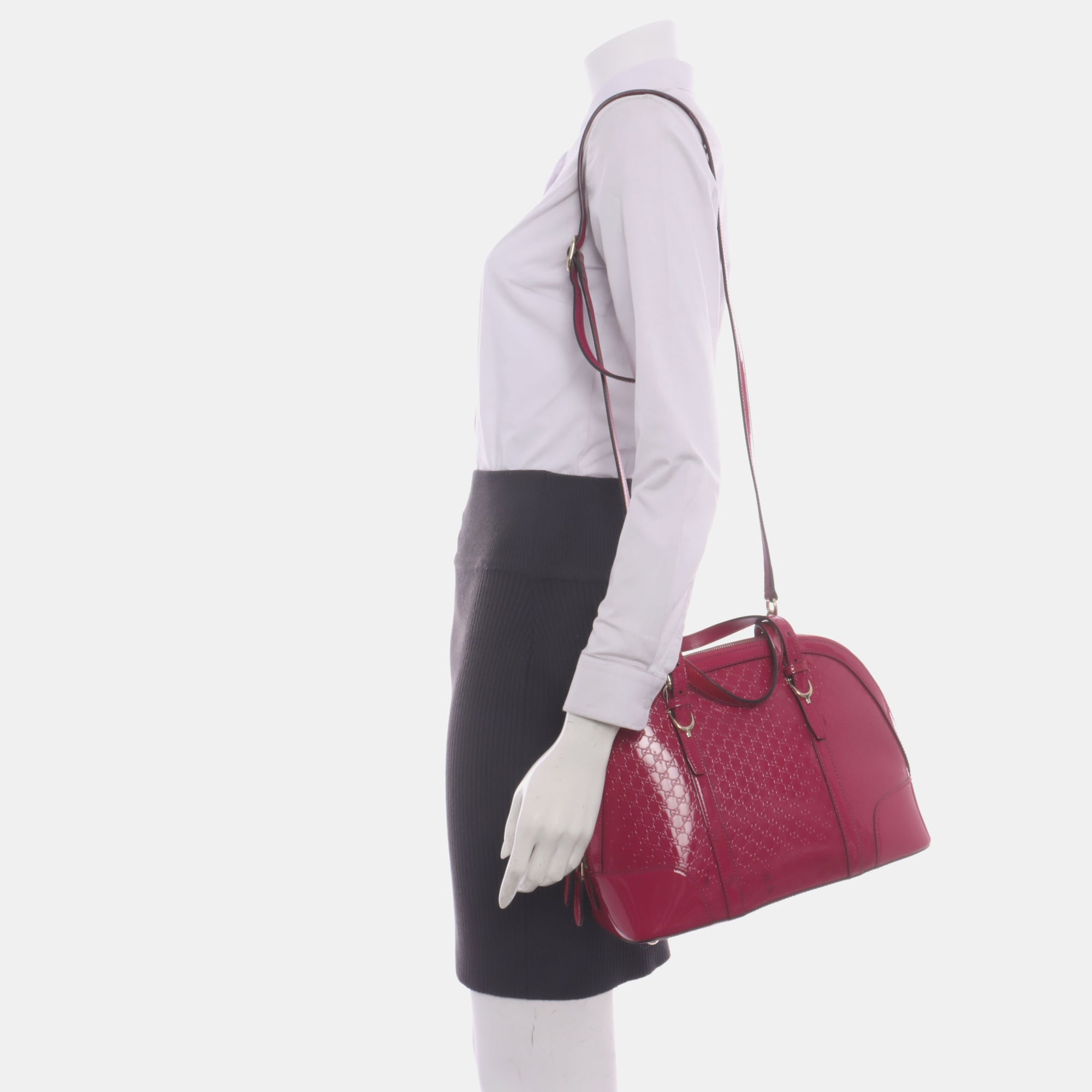 Authenticated pre-owned  Microguccissima Monogram Patent Leather Pink - Shoulder Bag at Looply