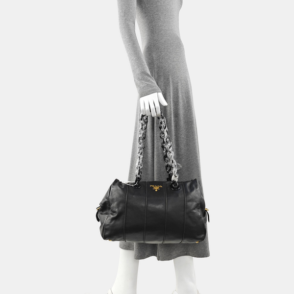 Quilted Calfskin Shoulder Bag Black