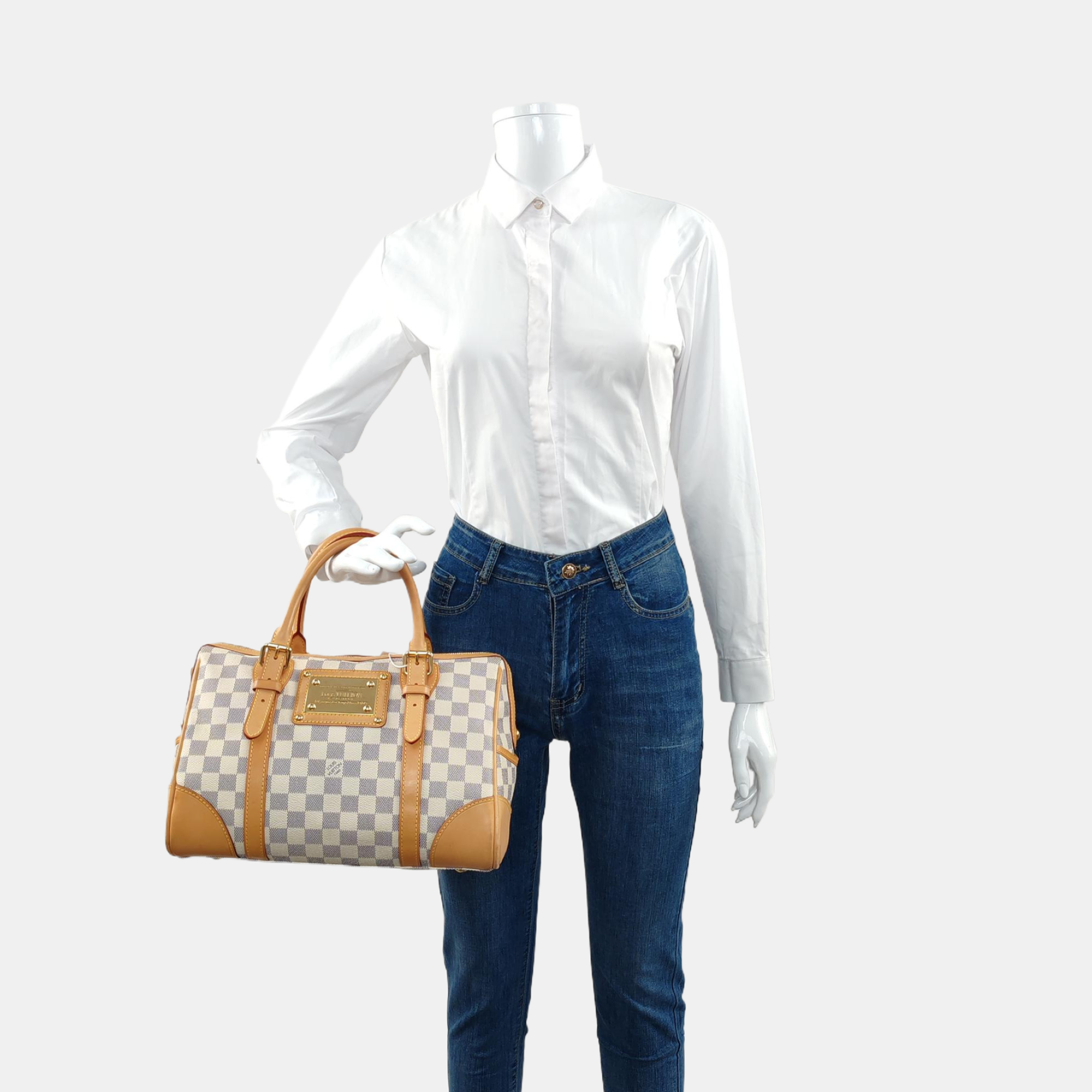 BERKELEY Damier Azur Coated Canvas White