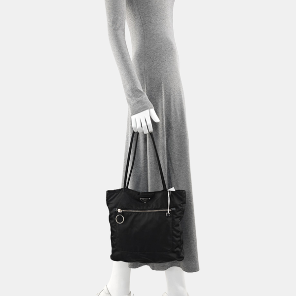 Nylon Top Handle Bag Black