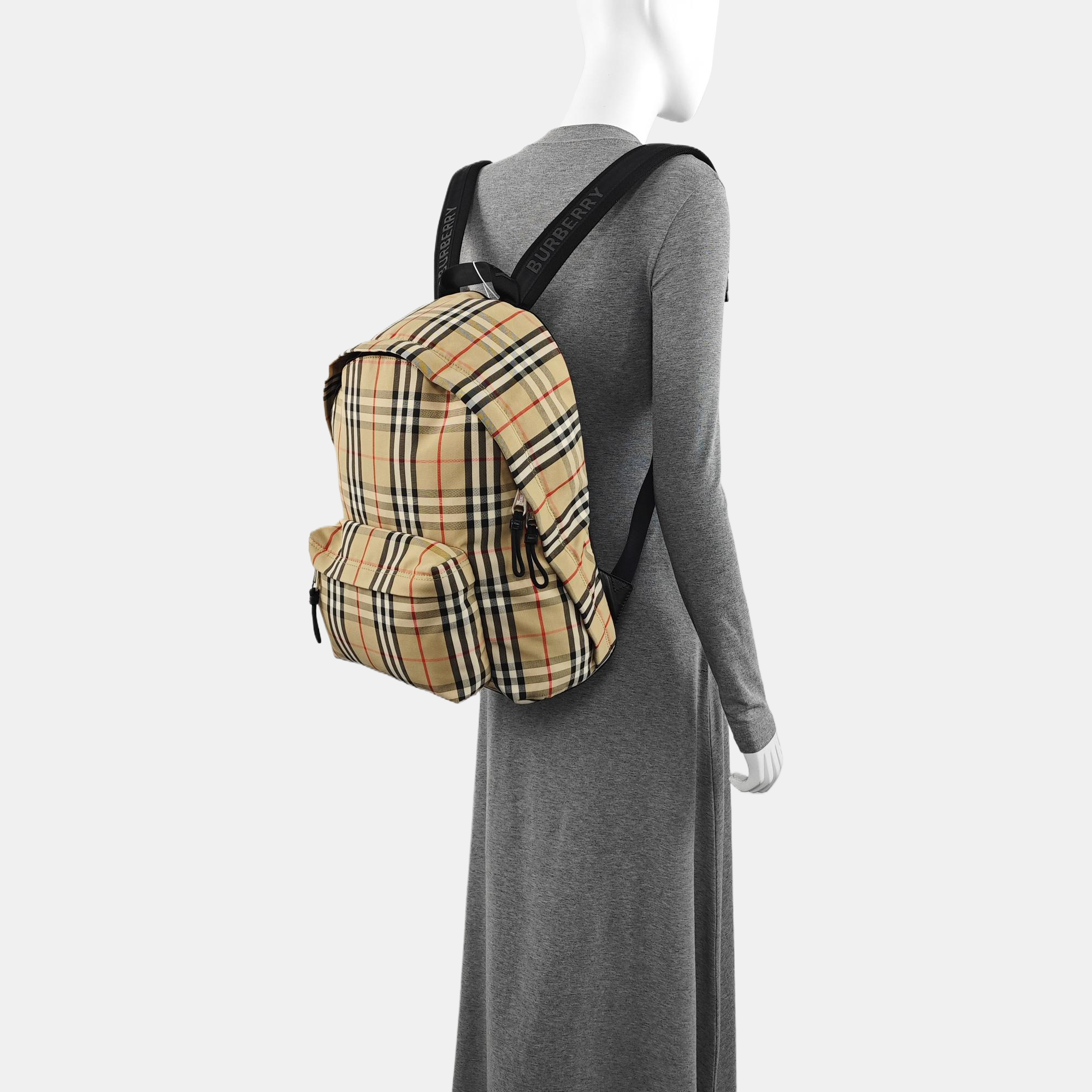 Quilted Fabric Backpack Beige