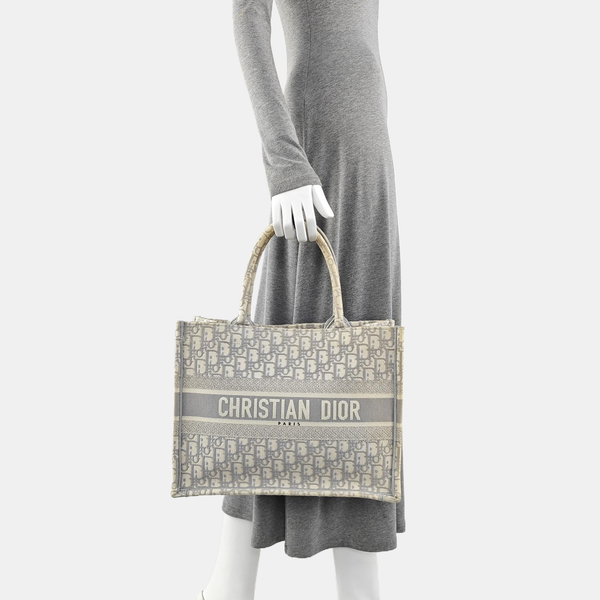 Book Tote Medium Oblique Canvas White