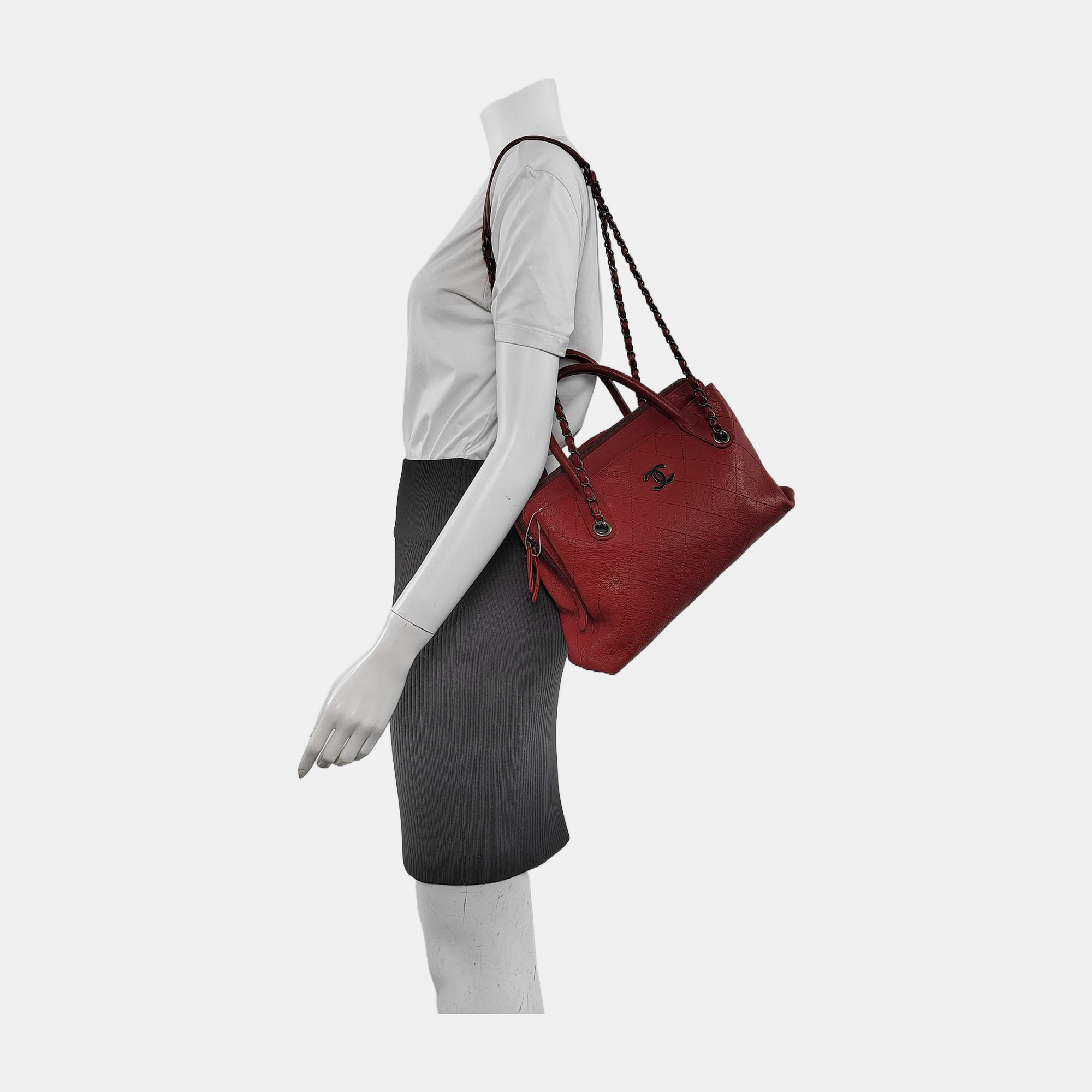 Quilted Grained Calfskin Red