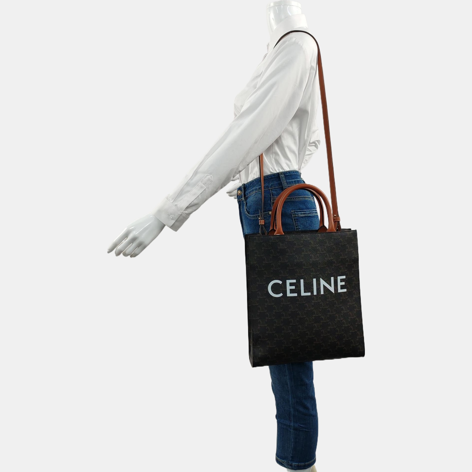 CABAS CELINE Small Coated Canvas Brown