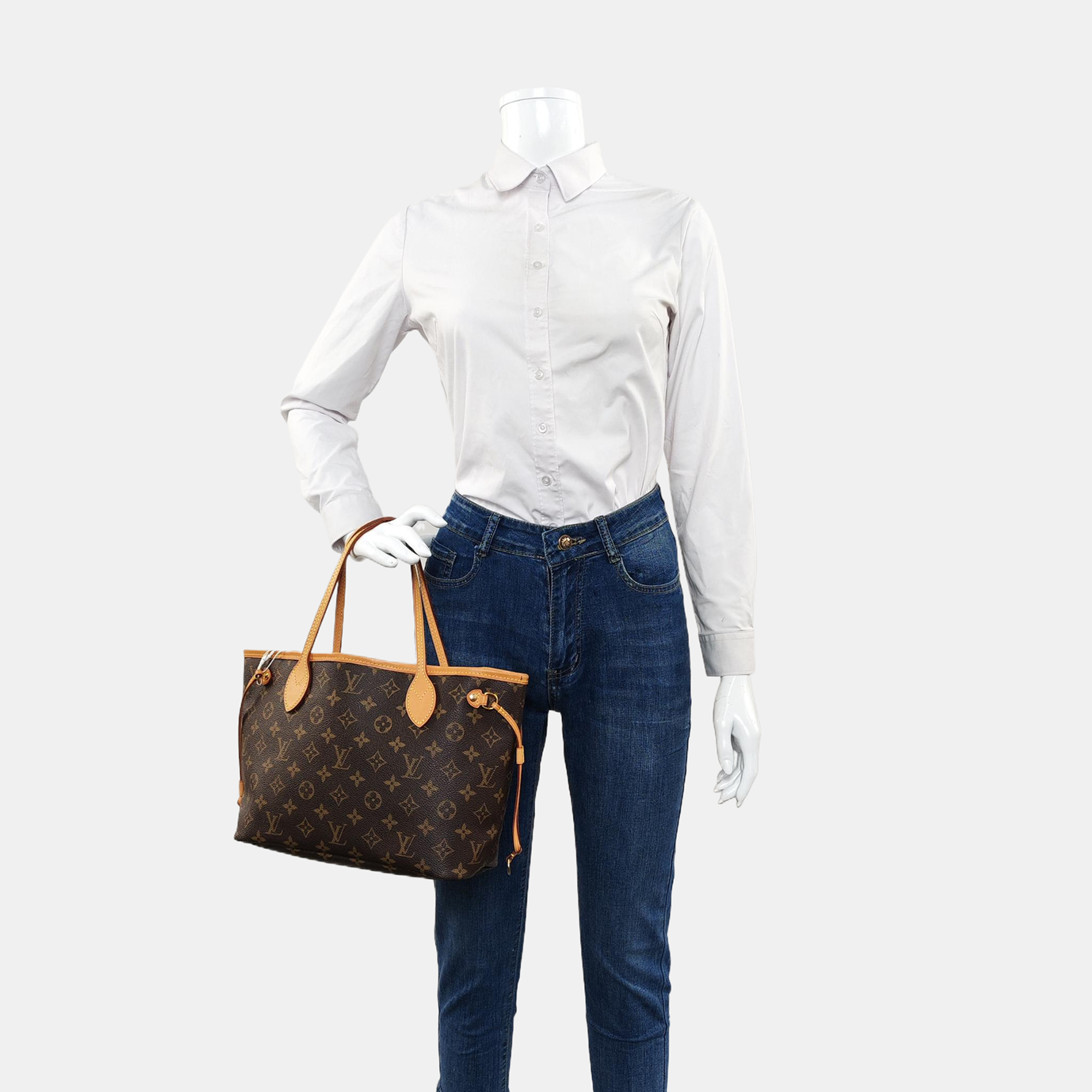 NEVERFULL PM Monogram Coated Canvas Brown