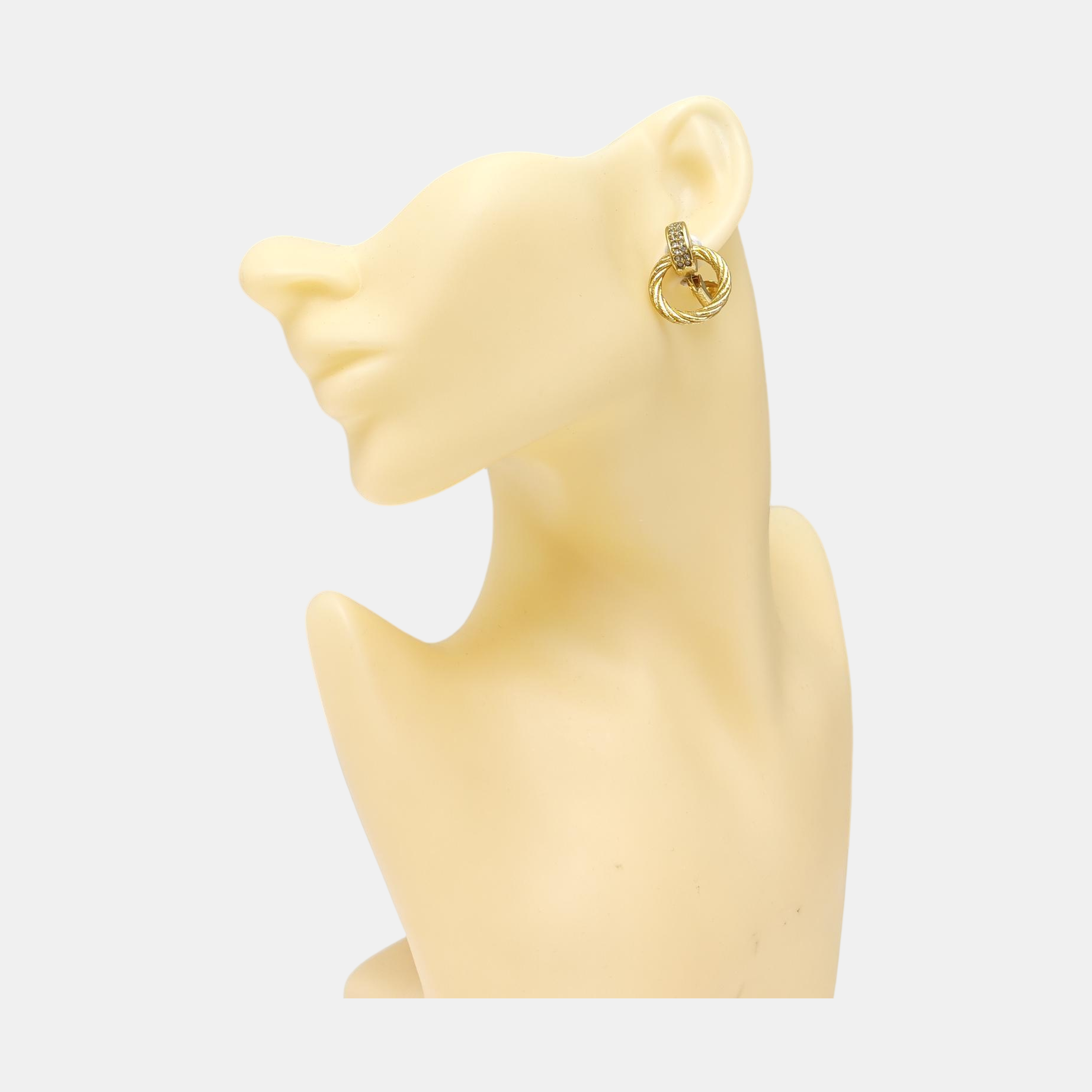 Twist Round Metal Gold Clip On Earrings