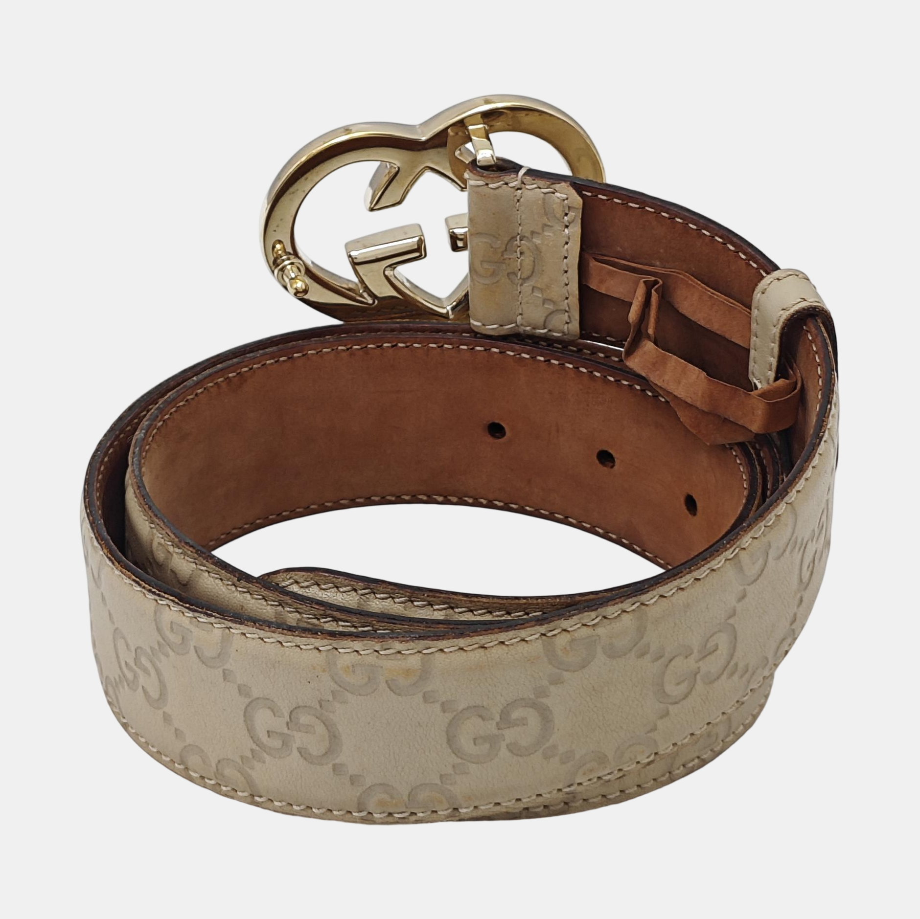 Leather Belt Beige