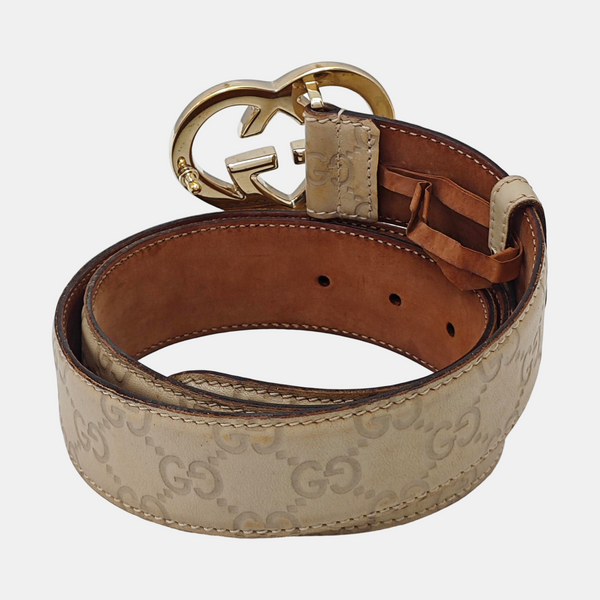 Leather Belt Beige