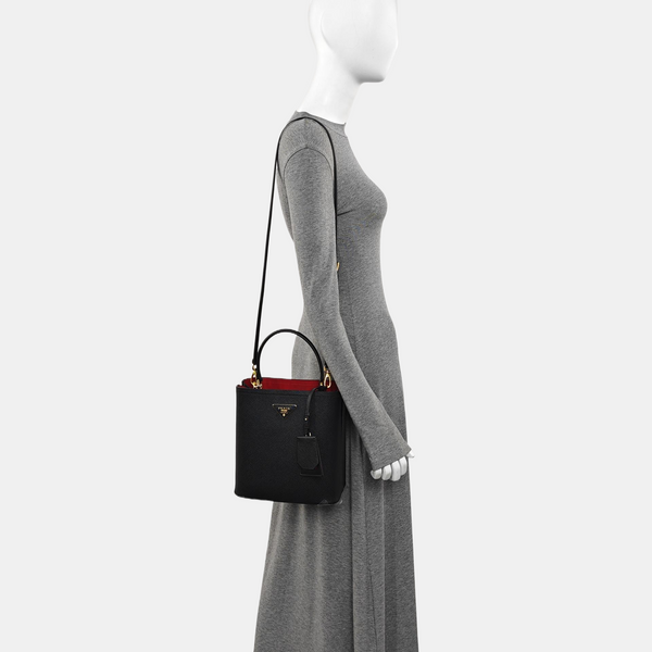 Panier Medium Saffiano Calfskin Black