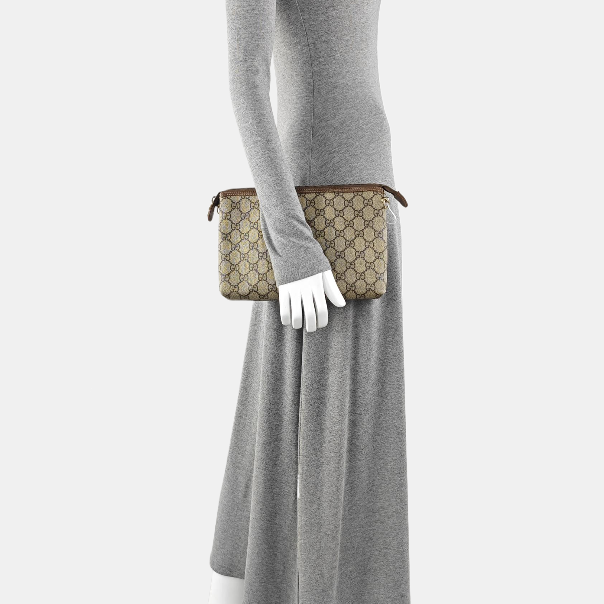 Monogram Coated Canvas Clutch Beige