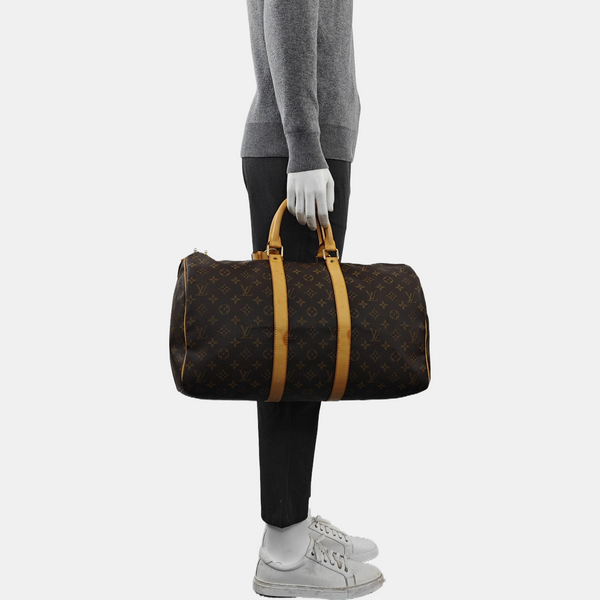 KEEPALL 45 Monogram Coated Canvas Brown