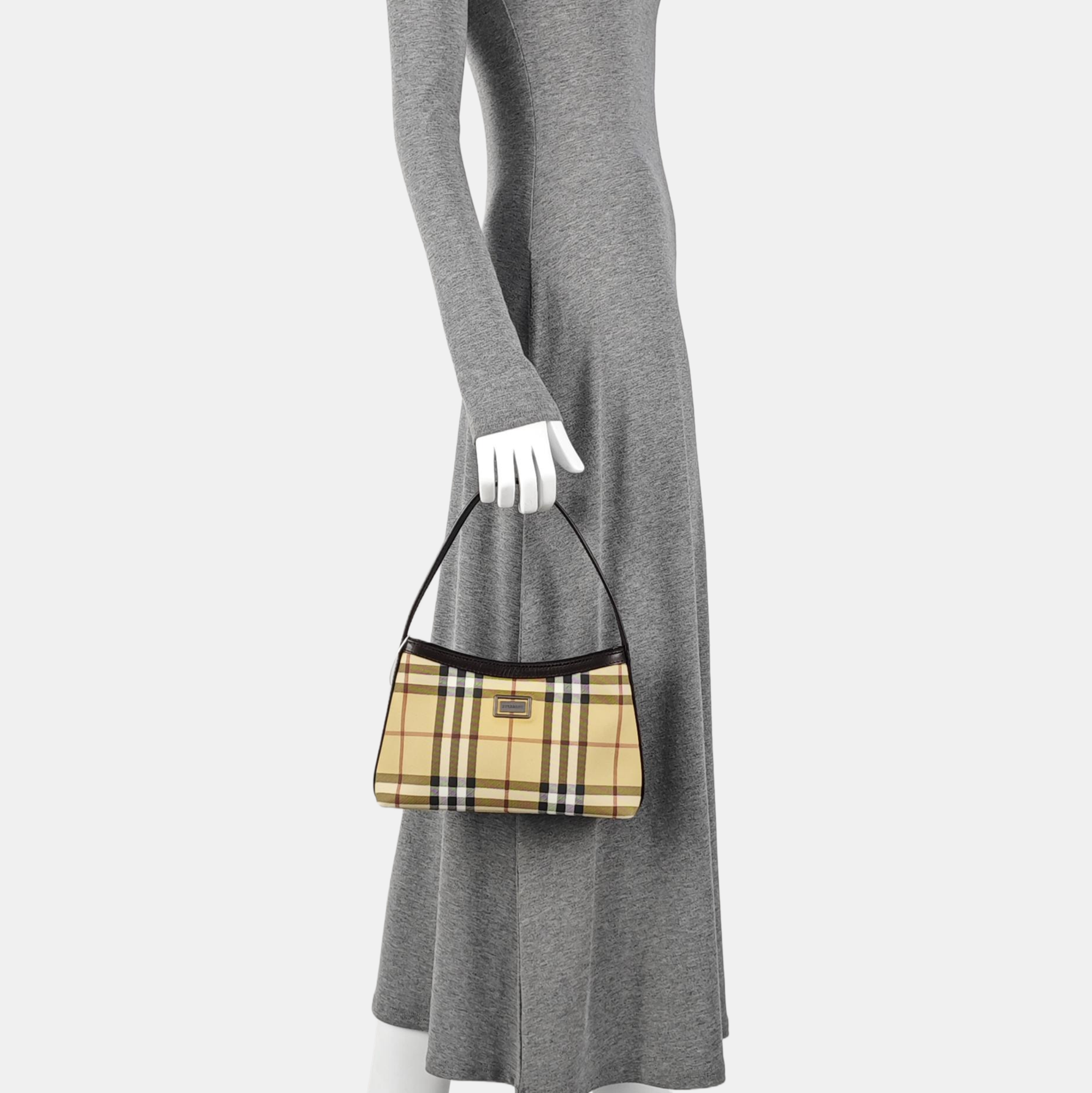 Coated Canvas Top Handle Bag Beige