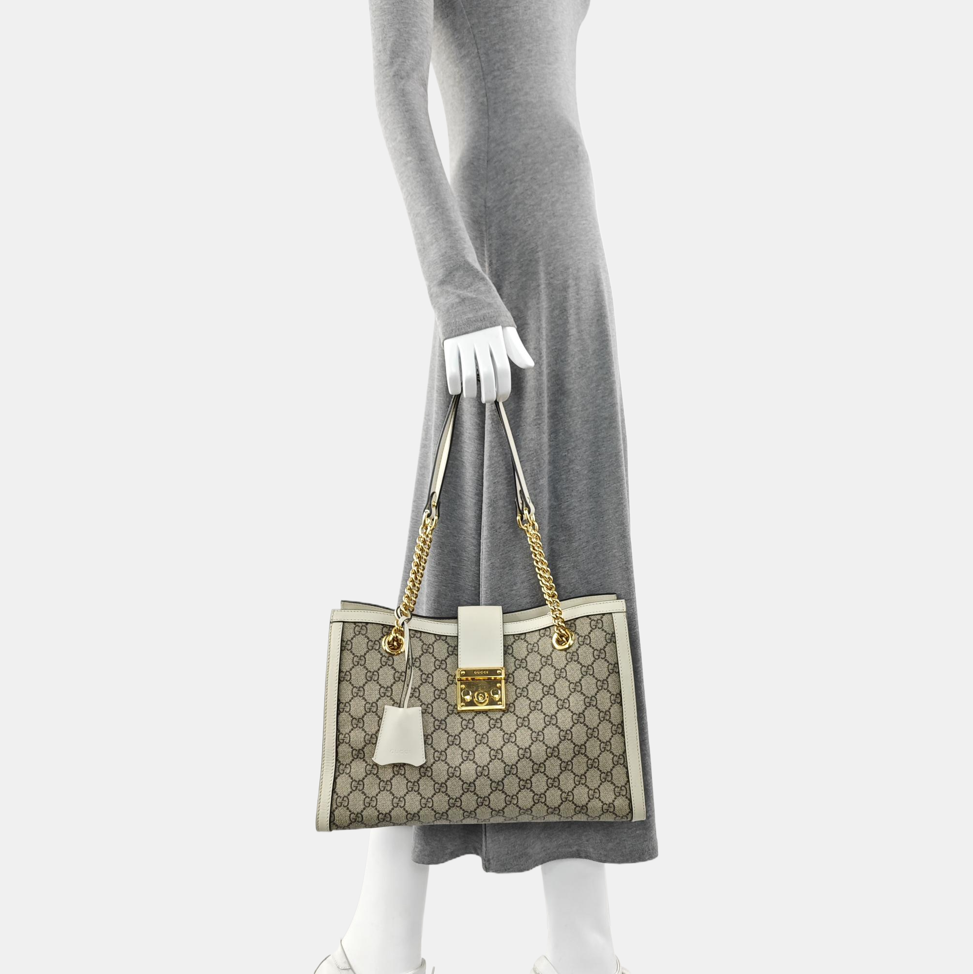 Padlock Medium Monogram Coated Canvas Beige