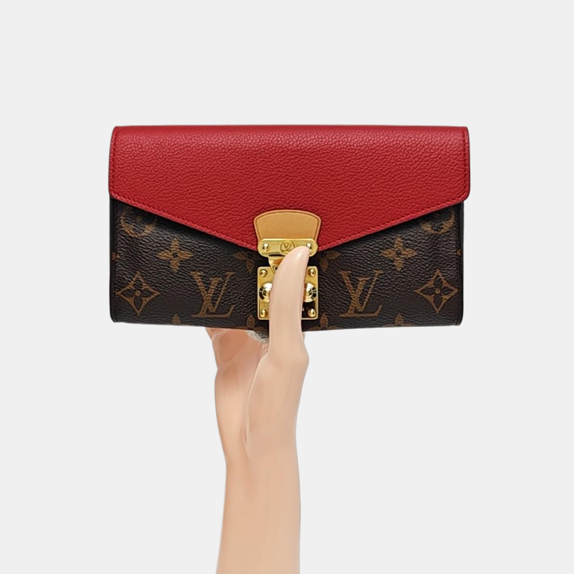 Authenticated pre-owned  PALLAS Monogram Calfskin Red Wallet - Wallet at Looply
