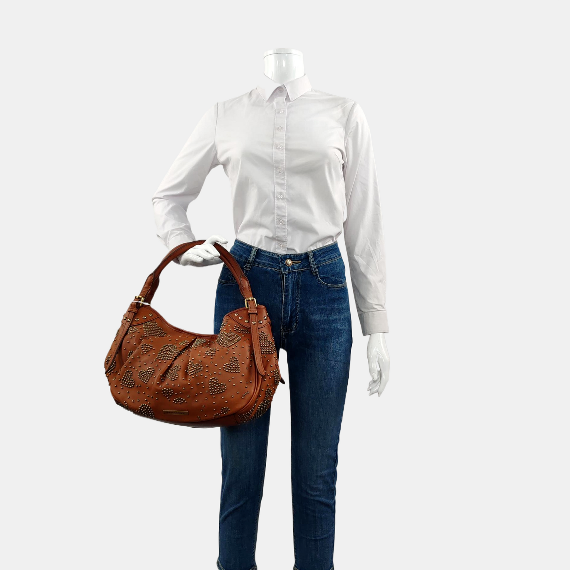Calfskin Top Handle Bag Brown