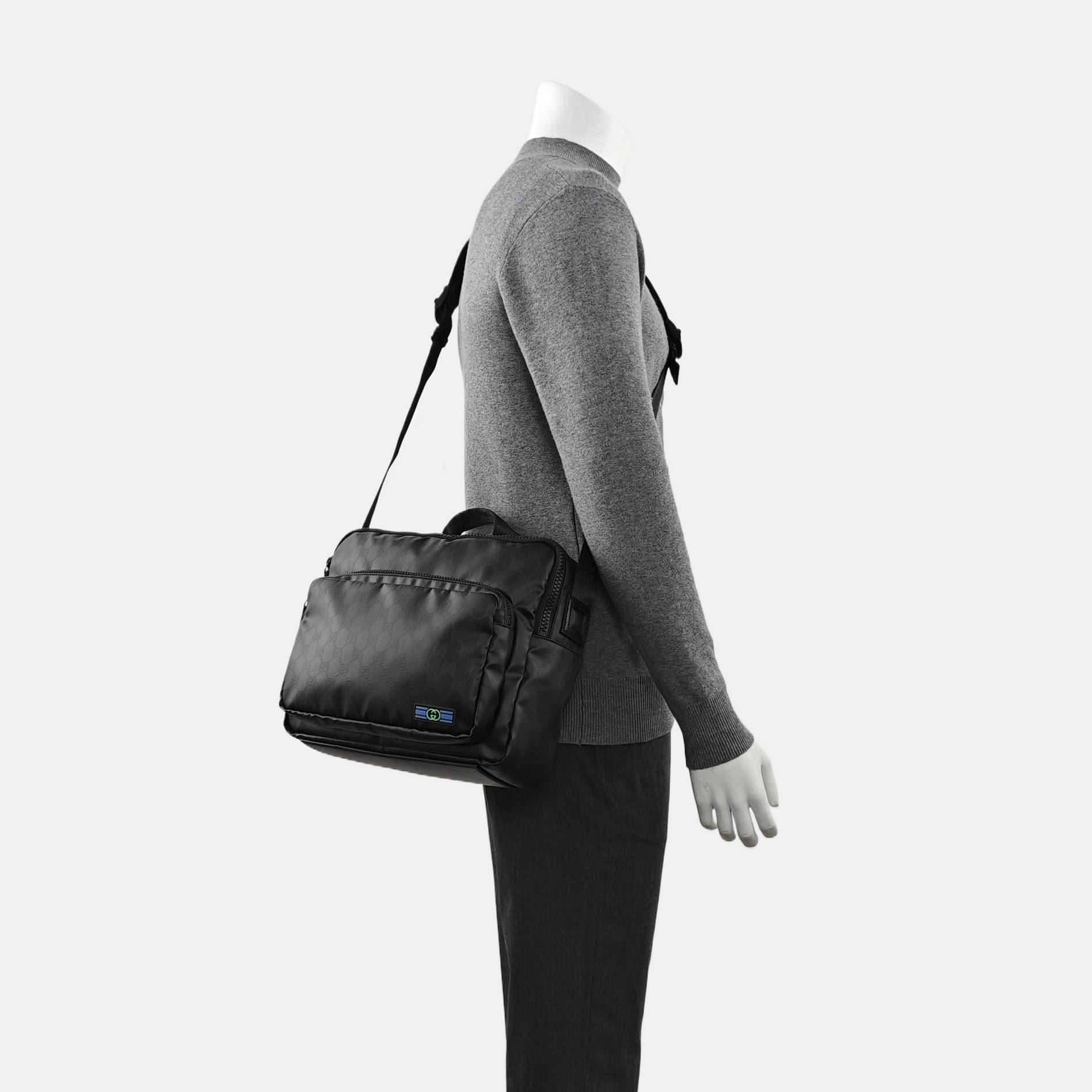Monogram Coated Canvas Shoulder Bag Black
