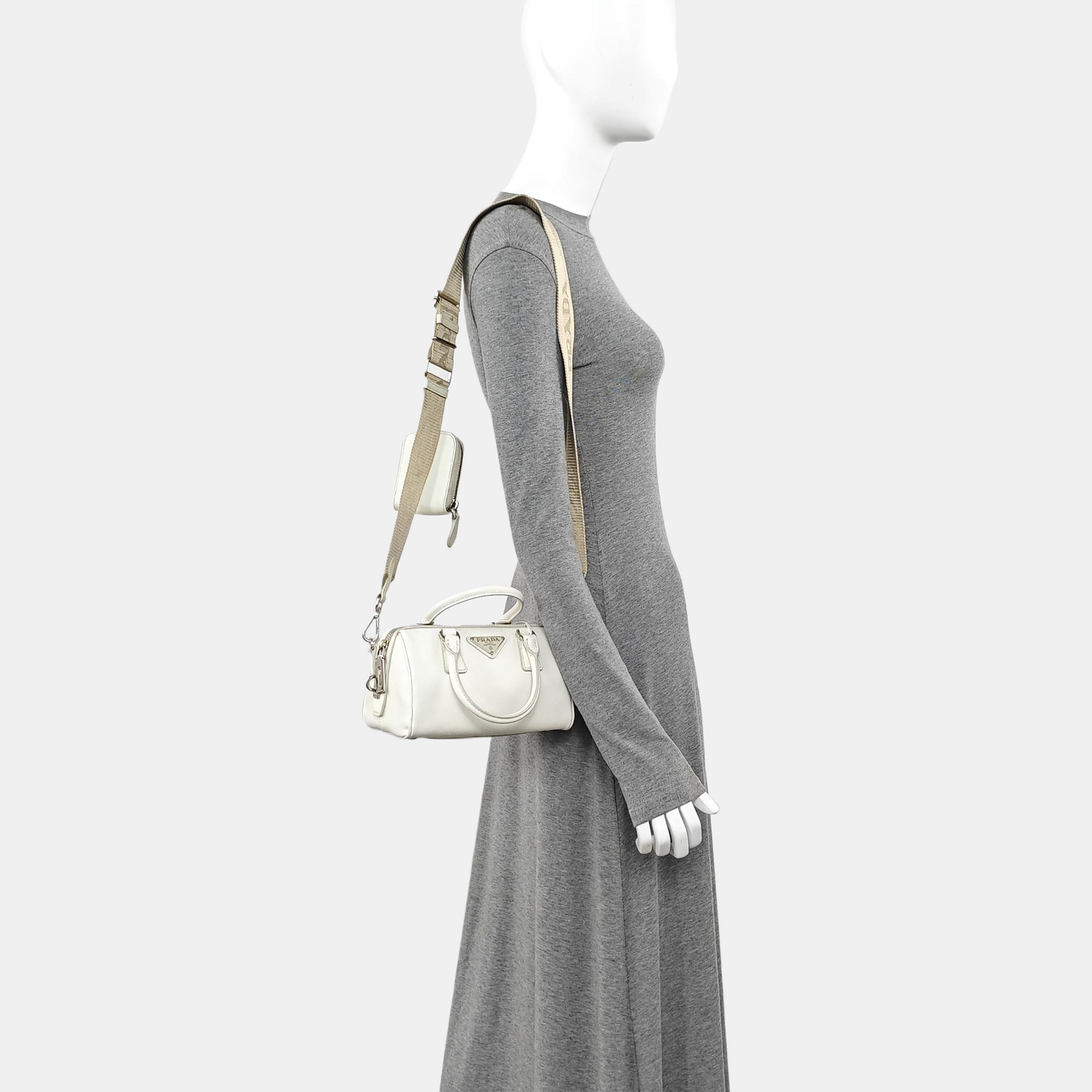 Saffiano Calfskin Shoulder Bag White