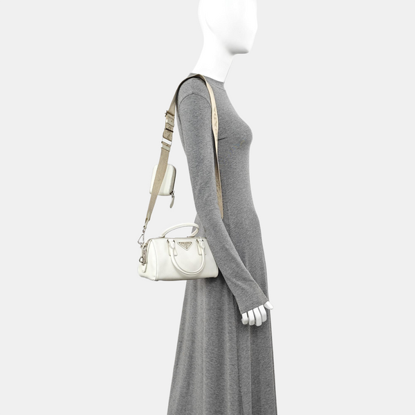 Saffiano Calfskin Shoulder Bag White