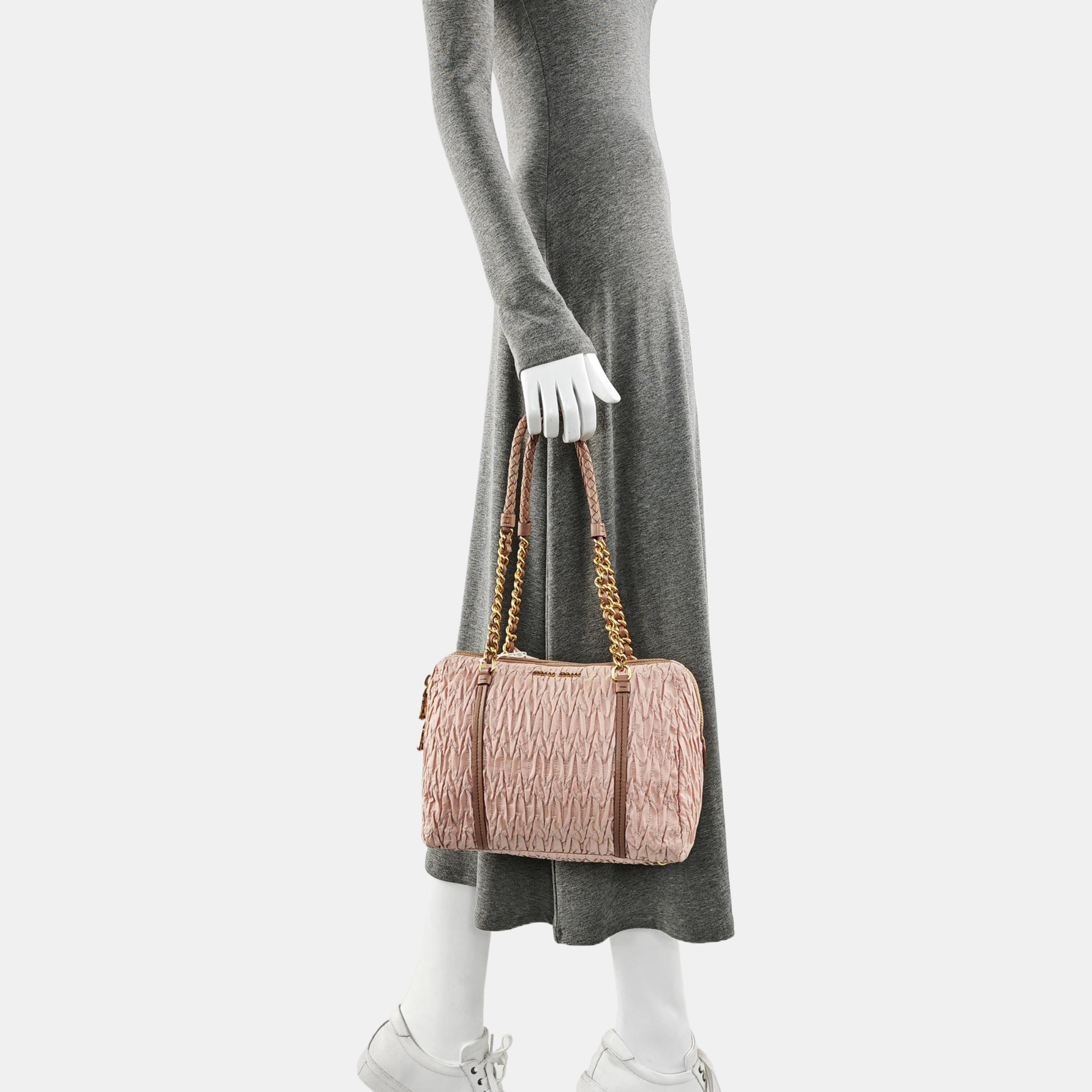 Quilted Canvas Shoulder Bag Pink