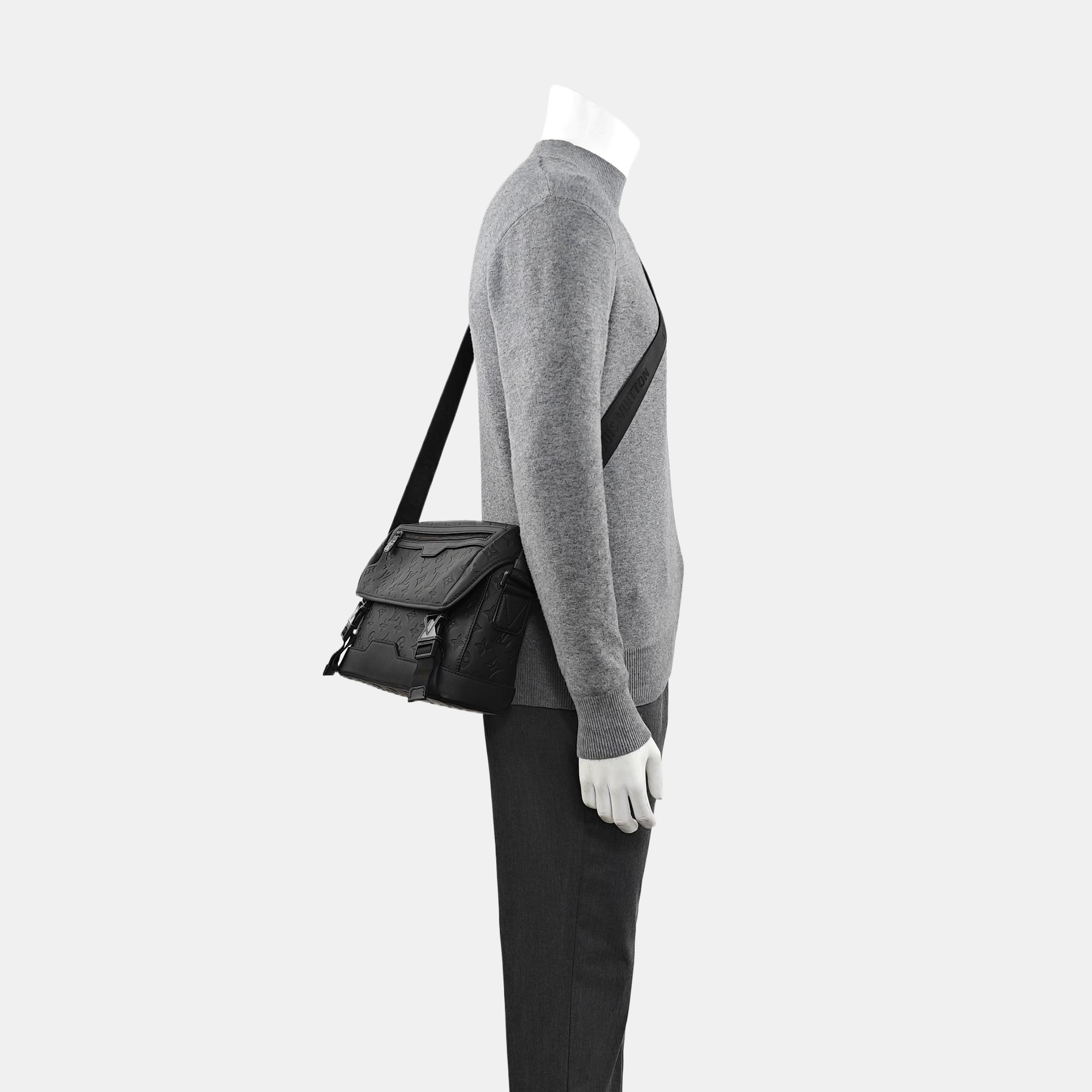Monogram Calfskin Shoulder Bag Black