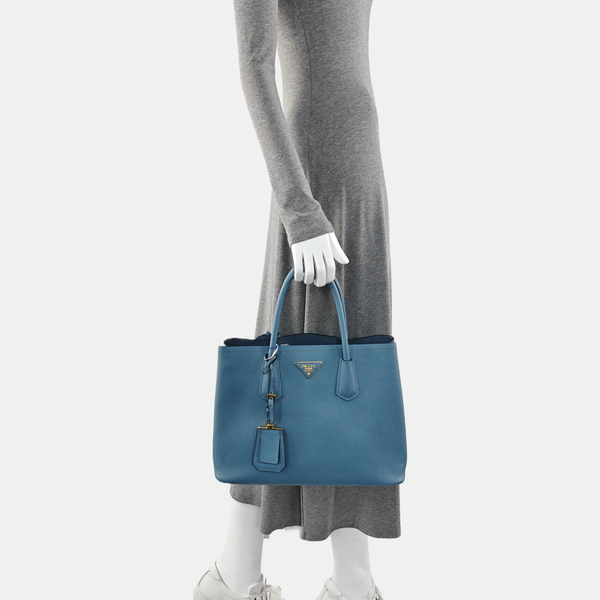 Double Medium Saffiano Calfskin Blue