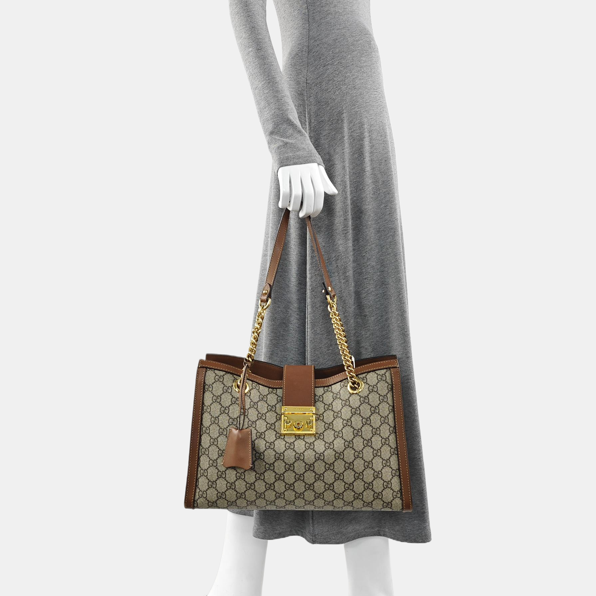 Padlock Medium Monogram Coated Canvas Beige