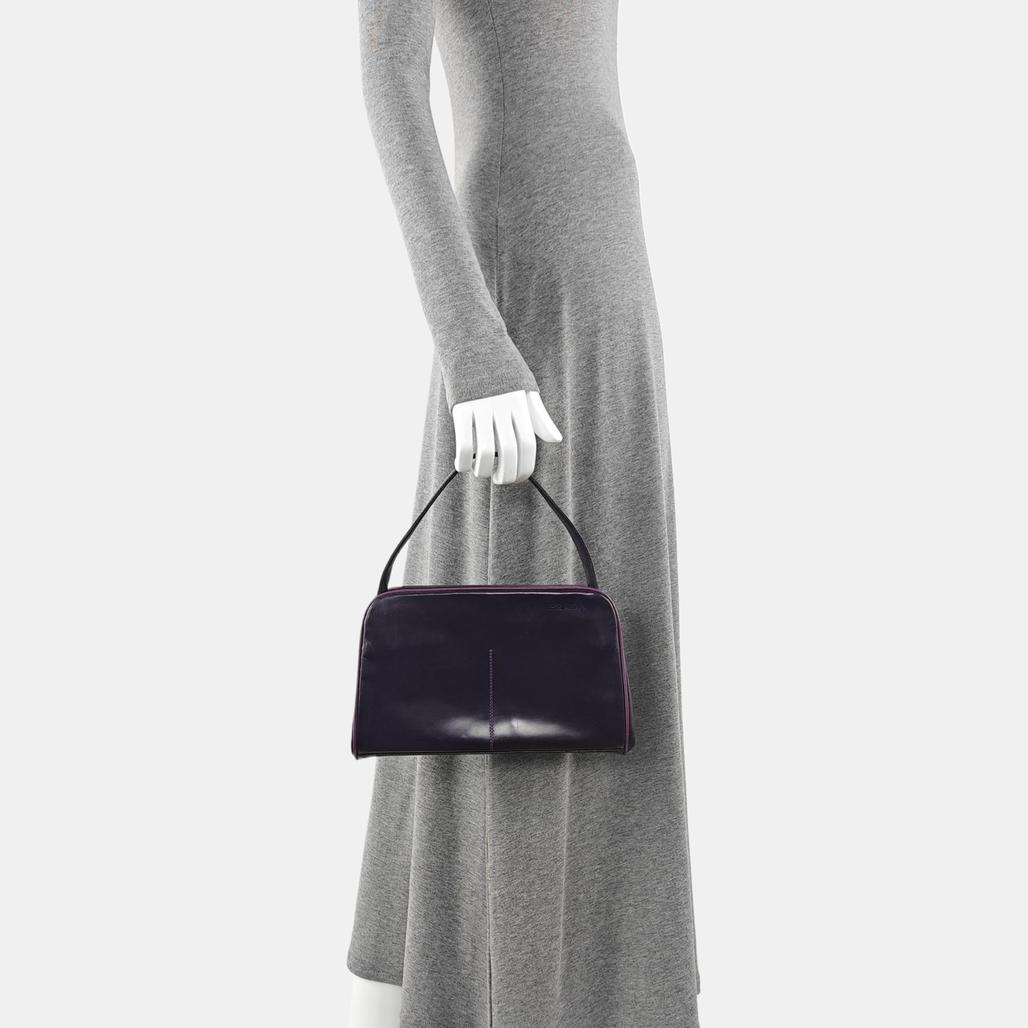 Calfskin Top Handle Bag Purple