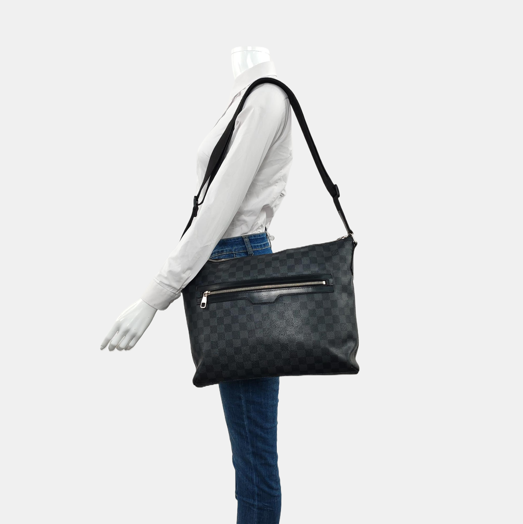 Damier Graphite Coated Canvas Crossbody Bag Gray