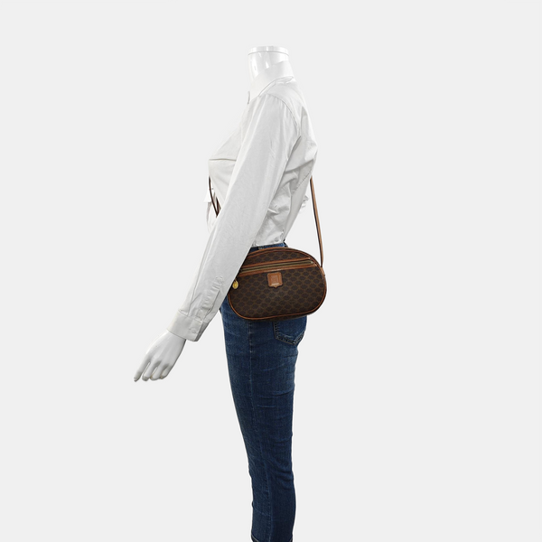 Coated Canvas Shoulder Bag Brown