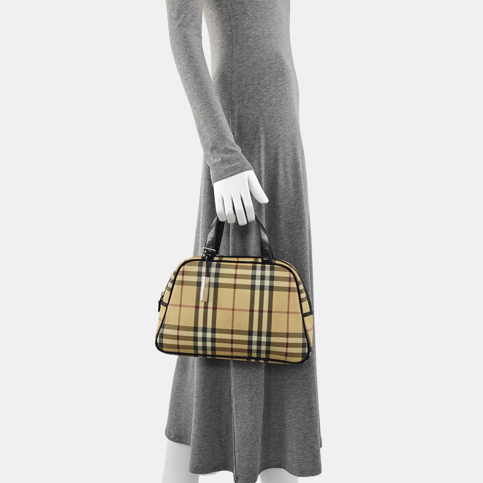 Coated Canvas Top Handle Bag Beige