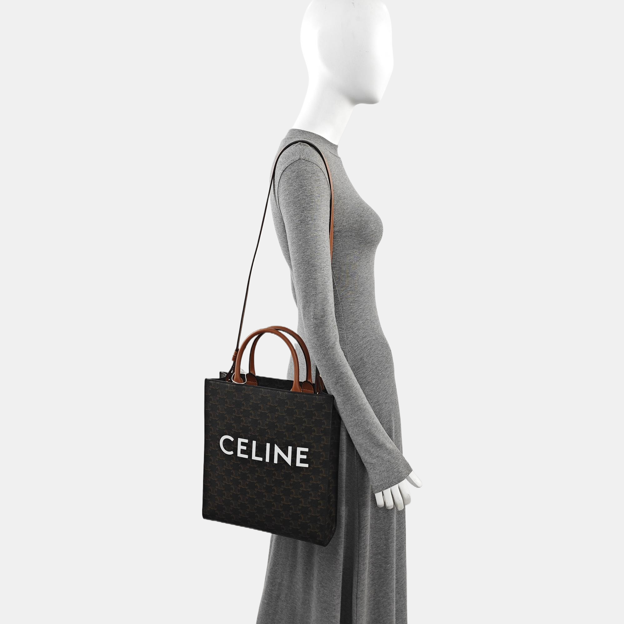 CABAS CELINE Small Coated Canvas Brown