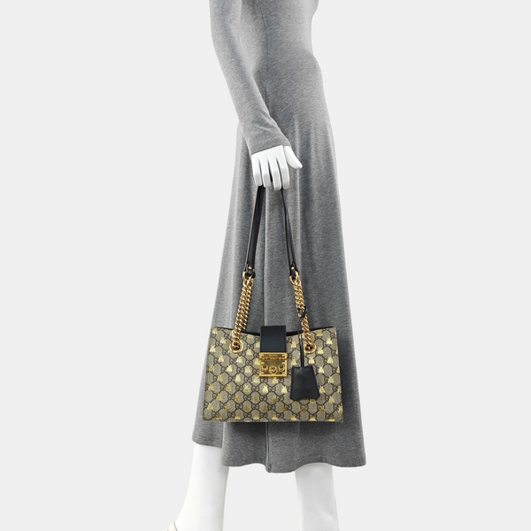 Padlock Small Monogram Coated Canvas Beige
