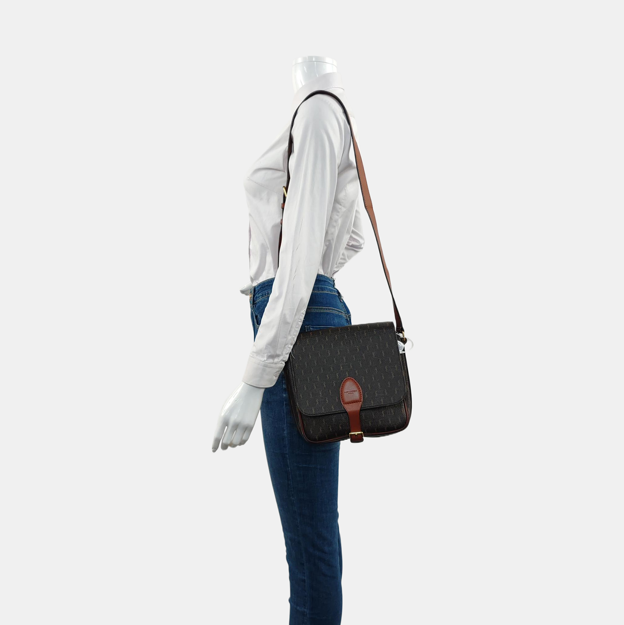 Coated Canvas Crossbody Bag Brown