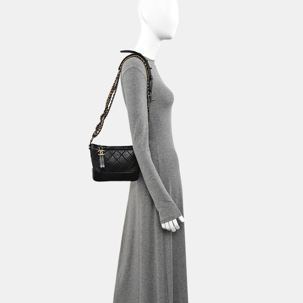 GABRIELLE Small Quilted Vintage Calf Black