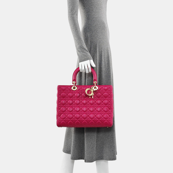 Lady Dior Large Cannage Lambskin Red