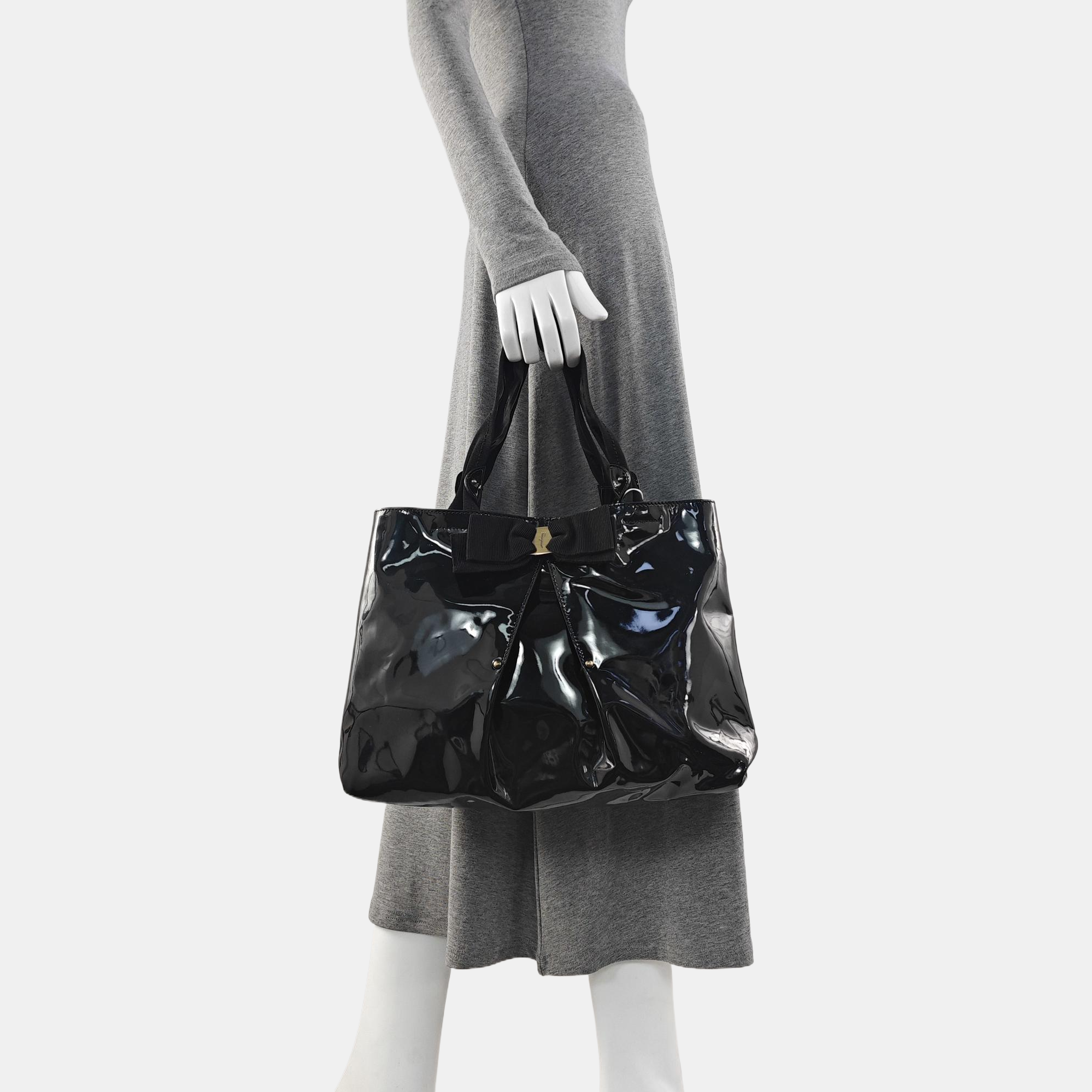 Patent Leather Tote Bag Black
